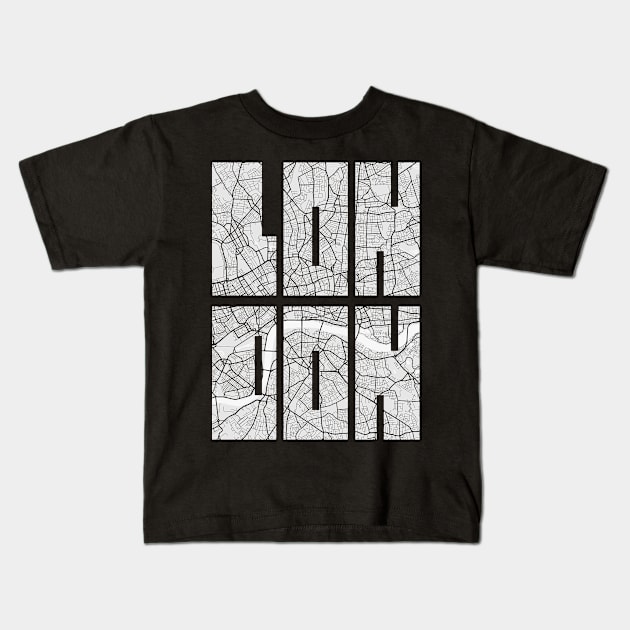 London, England, UK City Map Typography - Light Kids T-Shirt by deMAP Studio